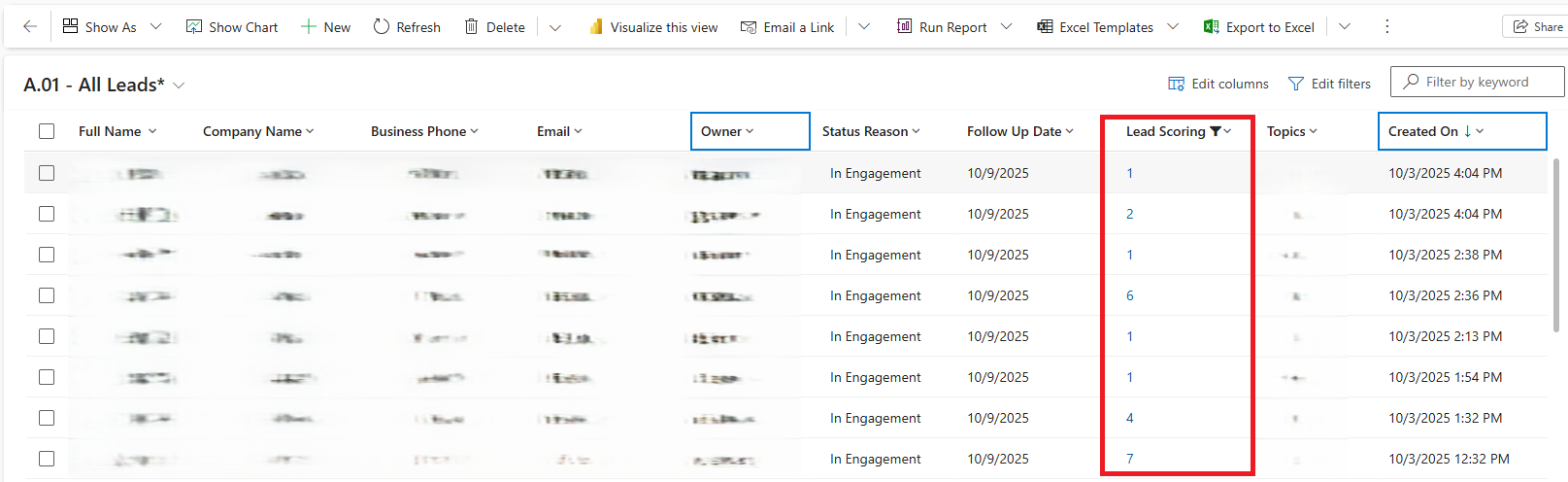 Dynamics 365 Lead Scoring